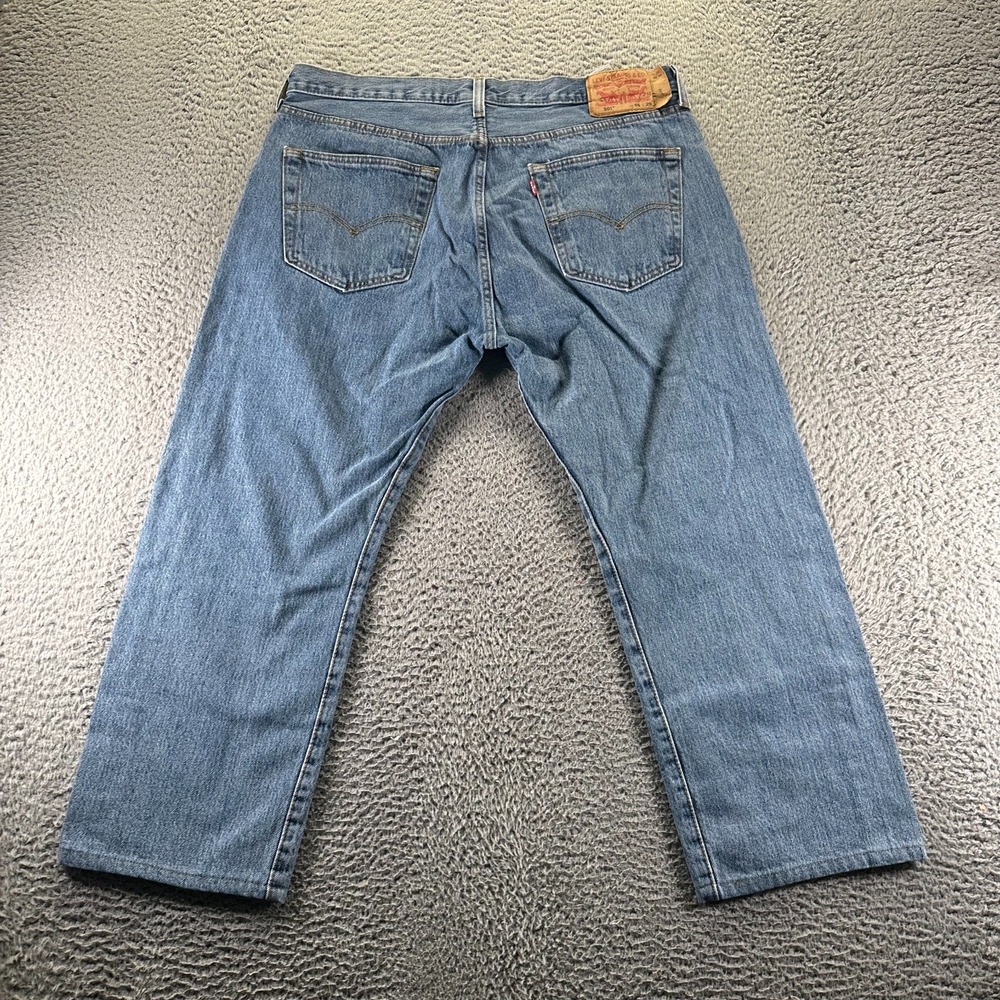 Levi's 501 Jeans Mens 36x29 Blue Cotton Denim Straight Leg Baggy Faded Workwear - Picture 5 of 10